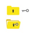 Flat design vector concept of key unlock closed folder and open Royalty Free Stock Photo