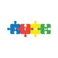 Flat design vector concept of team word written four jigsaw puzzle pieces connected Royalty Free Stock Photo