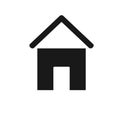 Flat Design Vector Home Icon, Black and White Shape Button. House Symbol Vector Illustration. Isolated Stay Home Sign
