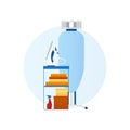 Flat design vector icon of laundry, ironing board, iron