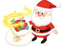 Glittering Santa Back and Cute Santa Claus.Christmas gift.Flat design,Vector illustration,Cartoon character