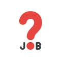 Flat design vector concept of job word with question mark Royalty Free Stock Photo