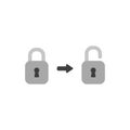 Flat design vector concept of open closed padlock Royalty Free Stock Photo
