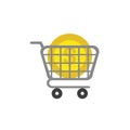 Flat design vector concept of dollar moeny coin in shopping cart