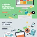 Flat design vector illustration concepts for web design and finance Royalty Free Stock Photo