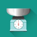 Kitchen scale. Flat icon. Vector illustration. Cooking utensil. Kitchen stuff