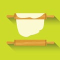 Rolling pin icon. Wheat, flour cook. Flat design. Vector illustration.