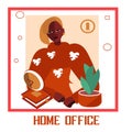 Flat design vector illustration of modern home office interior, workplace Royalty Free Stock Photo