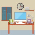 Flat design vector illustration of modern office interior Royalty Free Stock Photo