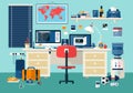 Flat design vector illustration of modern office interior Royalty Free Stock Photo