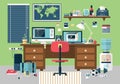 Flat design vector illustration of modern office interior Royalty Free Stock Photo