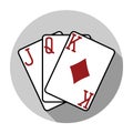 Flat design vector three diamonds playing cards icon, isolated