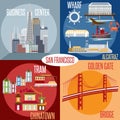 Flat design vectors of of San Francisco California,USA