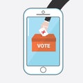 Flat Design Voting Online Via Smartphone Concept Vector