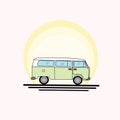 Flat design vw combi with green color