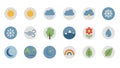 Flat Design Weather and Nature Icons Collection Royalty Free Stock Photo