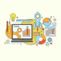 Flat design website development, graphic design