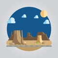 Flat design western desert illustration