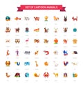 Flat design wild and domestic animals icons set