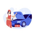 Flat design of woman repairing cars