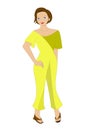 Flat design woman short brown hair with yellow outfit