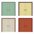 Flat Design Wooden Double Doors Royalty Free Stock Photo