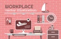 Workplace vector illustration Royalty Free Stock Photo