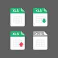 Flat design with XLS files download document,icon,symbol set, vector design element illustration