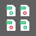 Flat design with XLS files download document,icon,symbol set, vector design element illustration Royalty Free Stock Photo