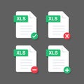 Flat design with XLS files download document,icon,symbol set, vector design element illustration