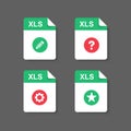 Flat design with XLS files download document,icon,symbol set, vector design element illustration Royalty Free Stock Photo