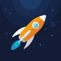 Flat designt rocket in the space Royalty Free Stock Photo