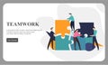 Flat dessign business hands team work. Find a solution with puzzle symbol. Connecting with puzzle elements.