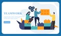Flat dessign business hands team work. Find a solution with puzzle symbol. Connecting with puzzle elements.