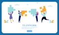 Flat dessign business hands team work. Find a solution with puzzle symbol. Connecting with puzzle elements.