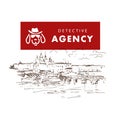 Flat detective agency logo design.