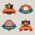 Flat detective logo template set Royalty Free Stock Photo