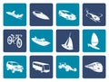 Flat different kind of transportation and travel icons