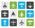 Flat different types of plane icons