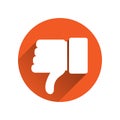 Flat dislike vector icon with long shadow Royalty Free Stock Photo