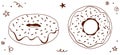 Flat donuts set with sweet icing in cartoon style. Vector illustration