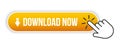 Flat Download now button with a hand clicking and finger cursor, isolated on white background, ideal for app interfaces, website Royalty Free Stock Photo