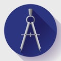 Flat drawing compass icon - geometry and design tool vector. Royalty Free Stock Photo