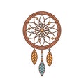 Flat dreamcatcher thin lined icon, indian symbol logotype