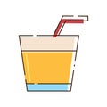 Flat drink glass straw. Vector Royalty Free Stock Photo