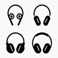 Flat earphones noise cancelling icons pack Royalty Free Stock Photo