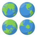 Flat Earth globe vector icons set Royalty Free Stock Photo