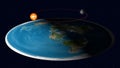 Flat Earth Model. Side view without clouds layer Royalty Free Stock Photo