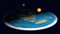 Flat Earth Model. Side view without clouds layer. Royalty Free Stock Photo