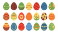 Flat easter isolated eggs. Sweet table decoration, spring festival egg decor templates. Holy holiday classy vector